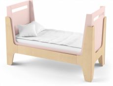 Дитяче ліжечко IndigoWood Tower Baby 140x60cm pink/natural wood (зі знімною спинкою, з додатковим бортиком)